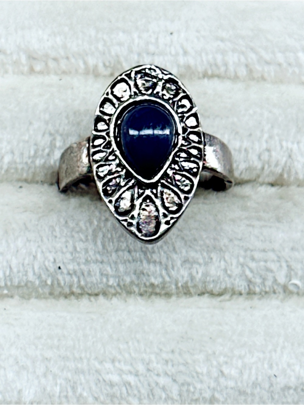 4862gc. Navy Silvertone Ring 6.25